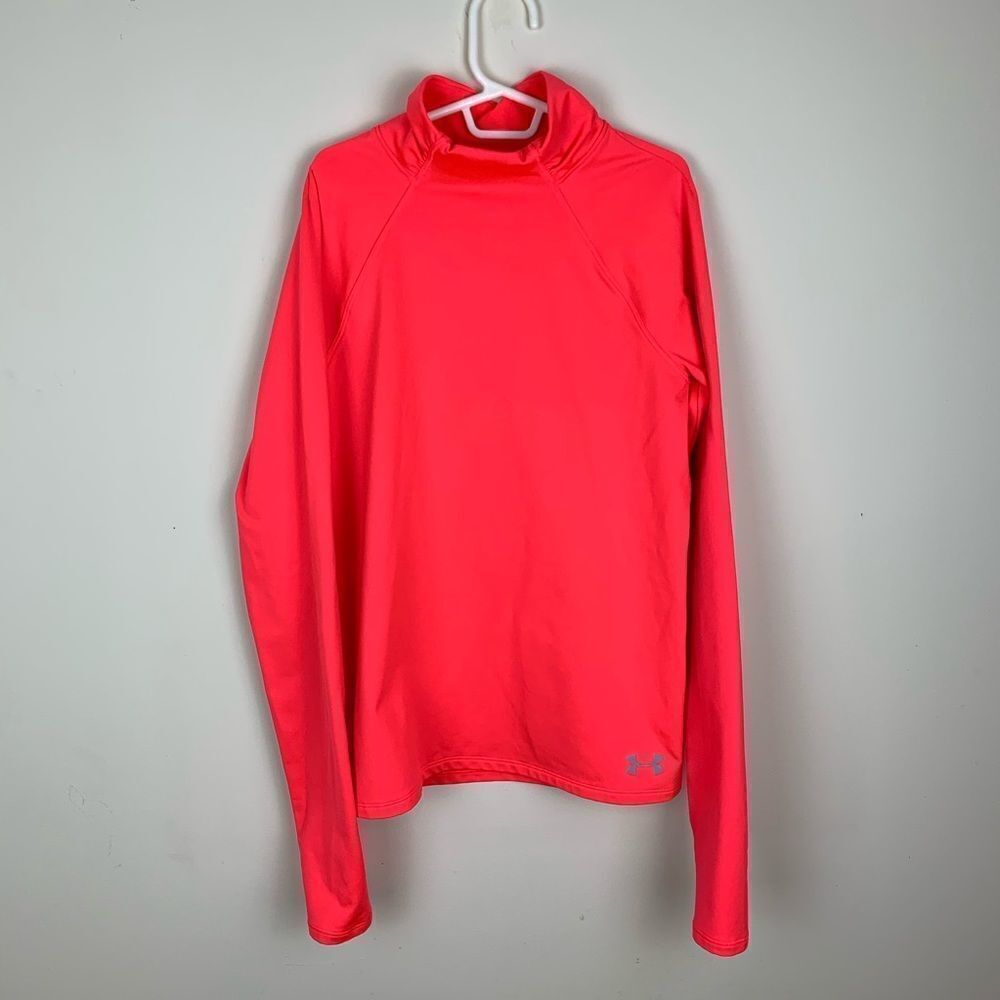 Under Armour Orange‎ Youth Fitted Coldgear  Shirt Sz Lg